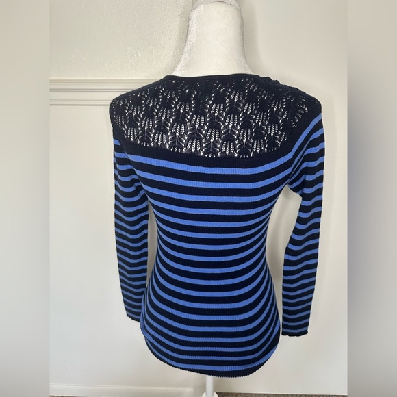 Ralph Lauren Fitted Black and Blue Ribbed Long Sleeve Blouse size S - Picture 3 of 8
